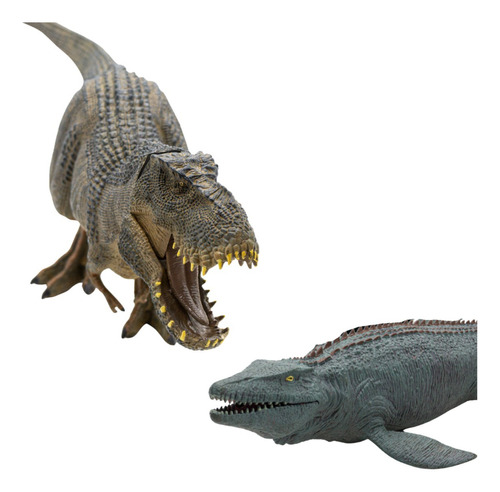 Kit De Dinosaurios Realistas T Rex Gris Y Mosasaurio