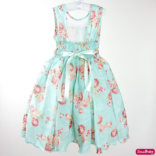 Vestido Infantil Floral Verde Carinha De Anjo Jardim Daminha