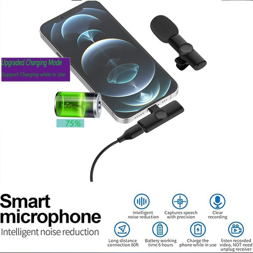Imagem 7 de 9 de Microfone Lapela Duplo Sem Fio Bluetoth Tipo C E Lightning
