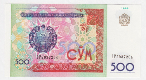 Billete Uzbequistan 500 Sum 1999 Unc Nuevo (c85)