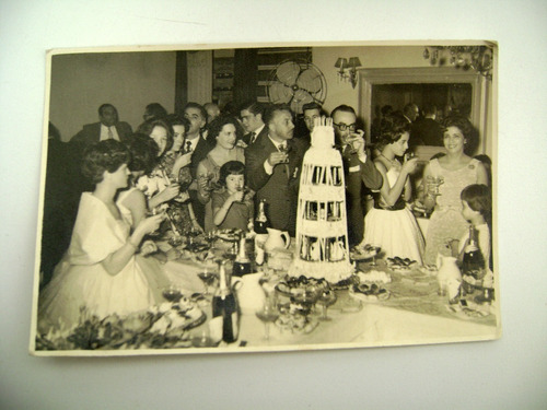 Antigua Foto Boda Casamiento Torta Varios Pisos 1960 Boedo