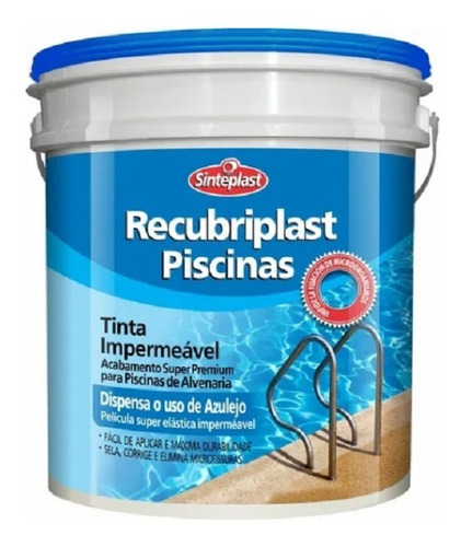 Imagem 1 de 5 de Tinta Piscina Base Agua Recubriplast 10 Lts