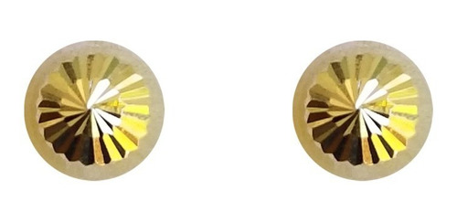 Aretes Hongo Media Esfera Bola Diamantado (m), Oro 10k