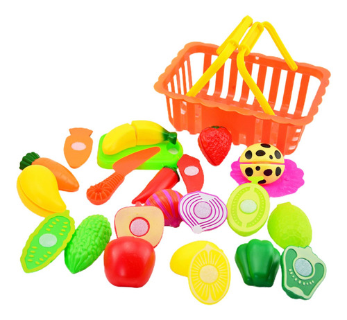 Pretend Play Food Sets Cortar Comida Falsa Cesta Amarilla