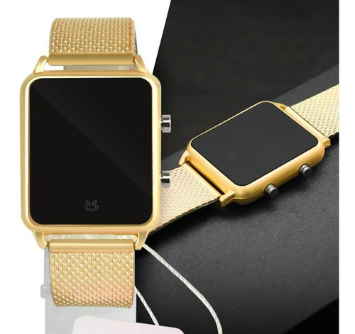 Relógio Feminino Dourado Silicone Digital Led