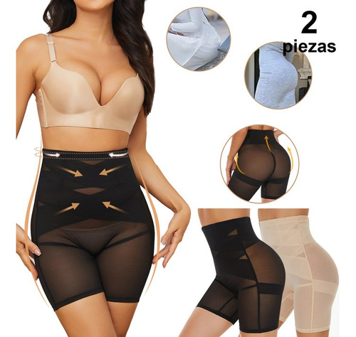 Panty Faja Reductor Abdomen Mujer Calzón Levanta Gluteos 2pk