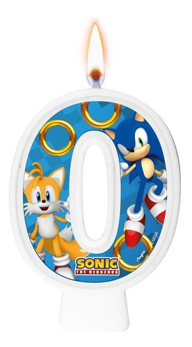 Número 0 - Vela Sonic - Para Bolo, Aniversário E Festa