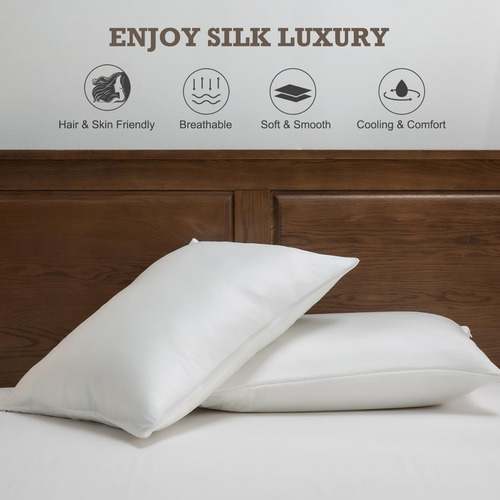 Juego De 2 Fundas De Almohada 100% Seda Para Piel Y Cabello