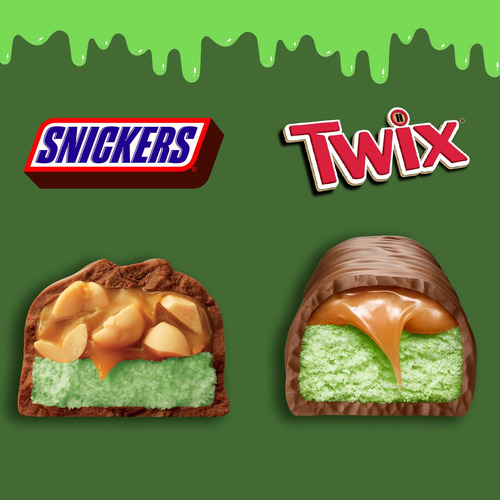 Twix + Snickers Fun Size Ghoulish Green Halloween 35 Pzs Imp
