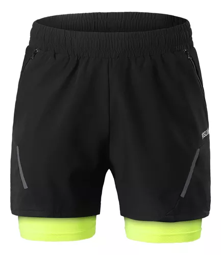 Shorts Masculinos Com Bolsos De Ginástica Secos 2 Em 1 Para