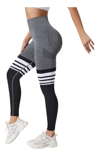 Lycra Leggins Deportivo Push Up - Pretina Gris Ref. 1255