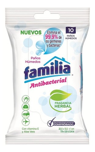 Pañitos Húmedos Familia Antibacterial Herbal X 10und