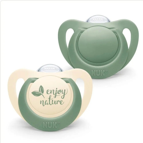 2 Chupetes Bebe Nuk For Nature 6-18 Meses Color Verde