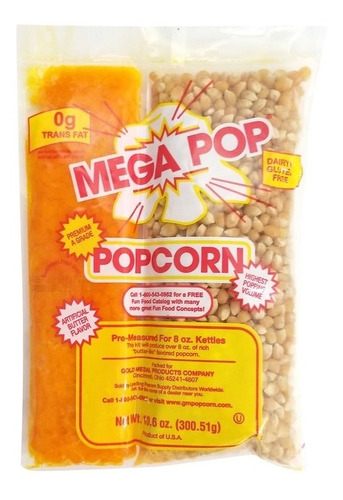 Kit Para Cotufas De Cine 8 Oz (maiz,flavacol,aceite) Popcorn