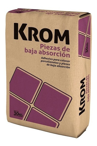 Imagen 1 de 6 de Adhesivo Krom Baja Absorción Porcellanato 30kg Klaukol