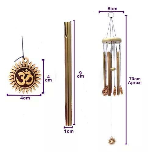 Mensageiro Sino Dos Ventos 70cm Om Sol Alumínio Enfeite