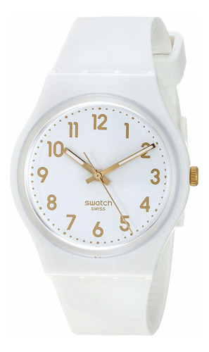 Reloj Swatch White Bishop White Y Gold Dial Plastic Silicone