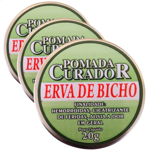 Kit 3 Pomada Erva De Bicho - Hemorroida E Alivio De Dores