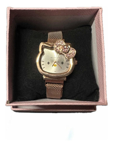 Reloj Pulsera Hello Kitty Rosa Gold Con Cajita Nuevo