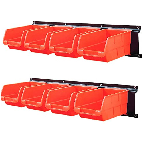 8-bin Storage Bins Garage Rack System 2-tier Orange Too...