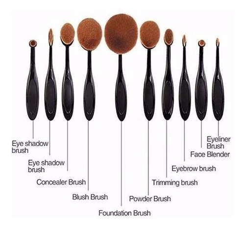 Set Por 10 De Brochas De Maquillaje Ovaladas Profesional | Cuotas sin interés Set Por 10 De Brochas De Maquillaje Ovaladas Profesional | Cuotas sin interés