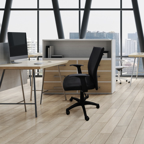 Silla Para Oficina Tapizada En Tela Color Negro, Ergonómica Color Negro