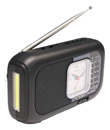 Radio Portátil Con Reloj Y Linterna Am/fm/sw Color Negro