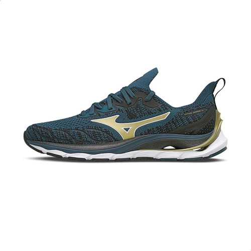 Tênis para masculino Mizuno Wave Mirai 4 cor azul/preto/branco - adulto 44 BR