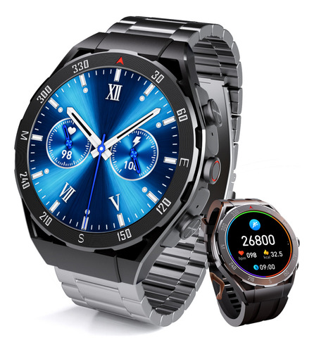 Reloj Inteligente Hombres Audifonos Música Smart Watch 2024 Color De La Correa Steel Black A