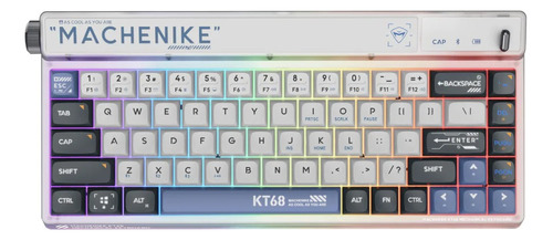 Machenike Kt68 Teclado Rgb Tri-mode Hot Swap Pbt Switch Red Cor De Teclado Branco