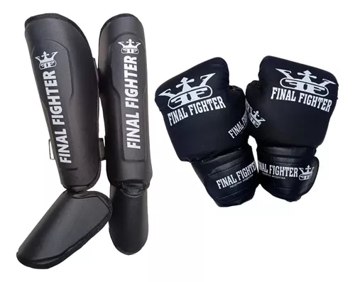 Kit Guantes + Vendas + Tibiales Boxeo Muay Thai Kick Boxing