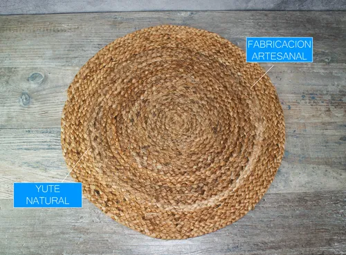 Alfombra Artesanal Circular De Yute Natural 60cm