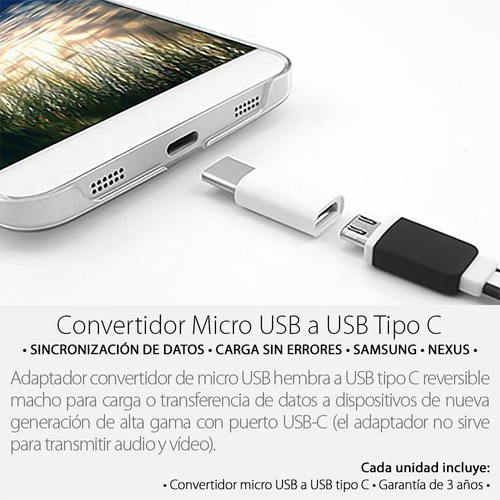 3 Pz Adaptador Usb Tipo C A Micro Usb Conector Carga Celular
