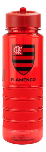 Garrafa De Plástico Com Canudo Retrátil Flamengo 700 Ml Cor NO