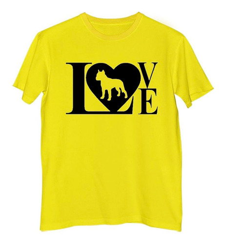 Remera Hombre Color Pitbull Love Corazon