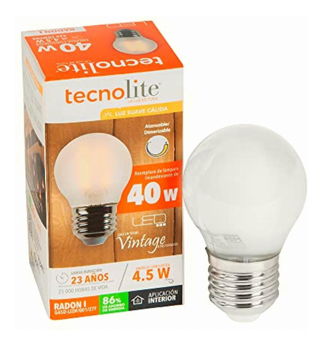 Tecnolite Foco Led Ahorrador-atenuable, Luz Calida 4.5w E27