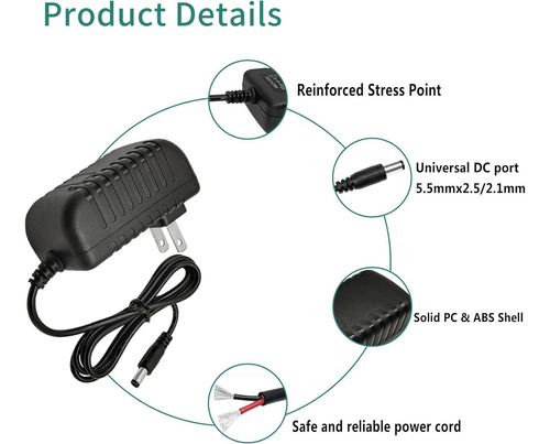 Eliminador 12v 1000ma Con Plug 5.5mm Interno 2.5mm Ac A Dc