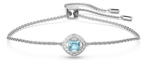 Pulsera Swarovski Angelic Square, Con Cristales Aqua Y Blanc