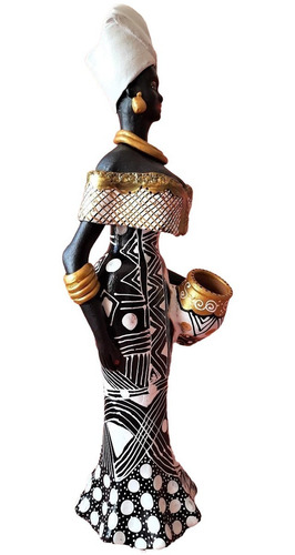 Imagem 3 de 7 de Boneca Africana Turbante E Xale Brancos Artesanato Caruaru