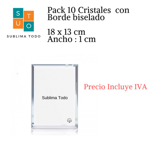 Pack 10 Cristal Para Sublimar 18cmx 13cmx1cm