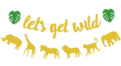 Let's Get Wild Banner Animal Selva Safari Tema Guirnalda One