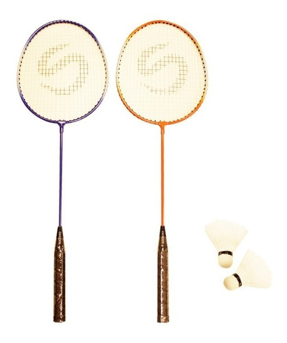 Imagen 1 de 9 de Kit Badminton Adulto 2 Raquetas + 2 Plumas + Funda Sixzero