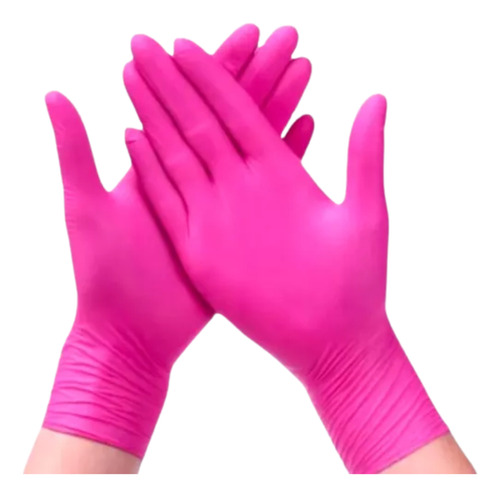 Luva Nitrilica Descartável Uso Geral Profissional Rosa Pink Tamanho G