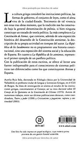 Las constituciones Griegas La constitución de Atenas la república de los Lacedemonios Editorial Akal