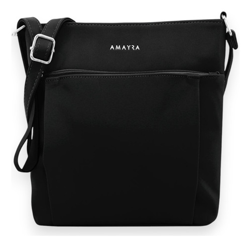 Cartera Morral Bandolera Amayra, Bolso Con Cierre Y Estilo Negro 28x25x5