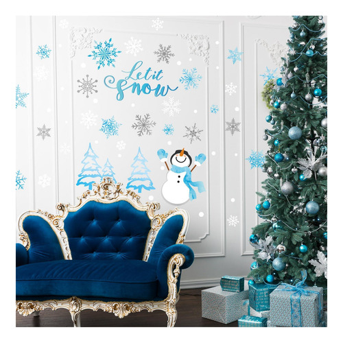 Anydesign Winter Snowflake Snow Man Pegatinas De Pared De La