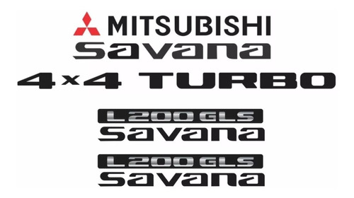 Adesivos Resinado Mitsubishi L200 Savana 4x4 Turbo Emblemas
