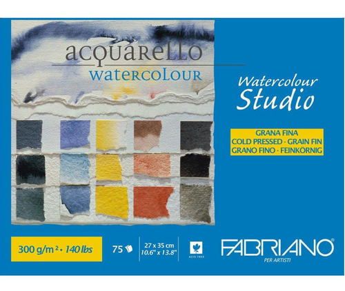 Bloco Watercolor Studio Gf 300g/m² 27x35cm 75fls Fabriano