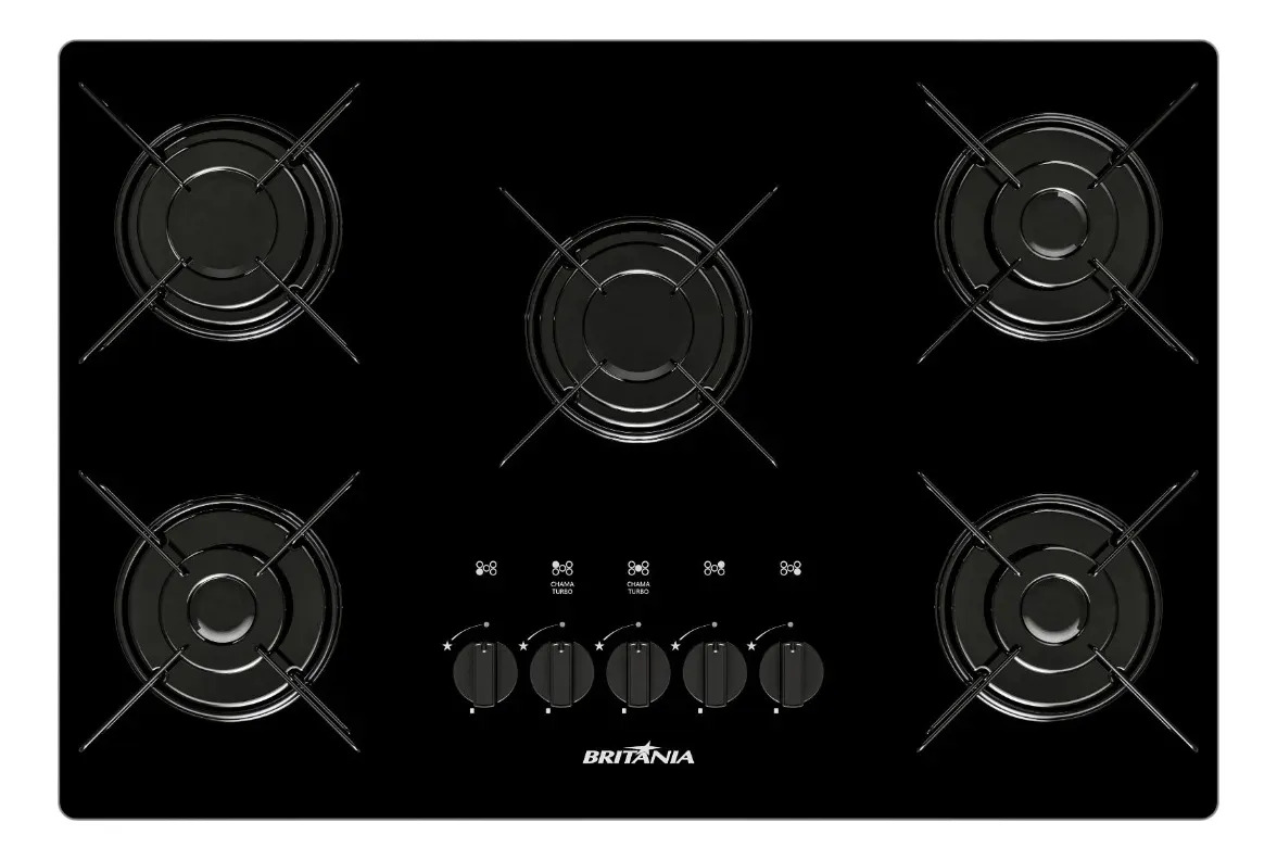 Cooktop 5 Bocas a Gás Britânia Bivolt BCT05A