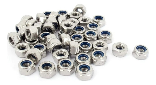 Porca Travante Parlock C/ Nylon 5mm 5x0,8 - Aço C.8 - 100 Pç
